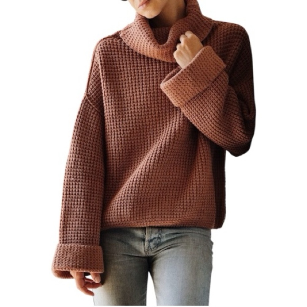 Free People Park City Oversized Tan Women’s Sweater - Size Medium